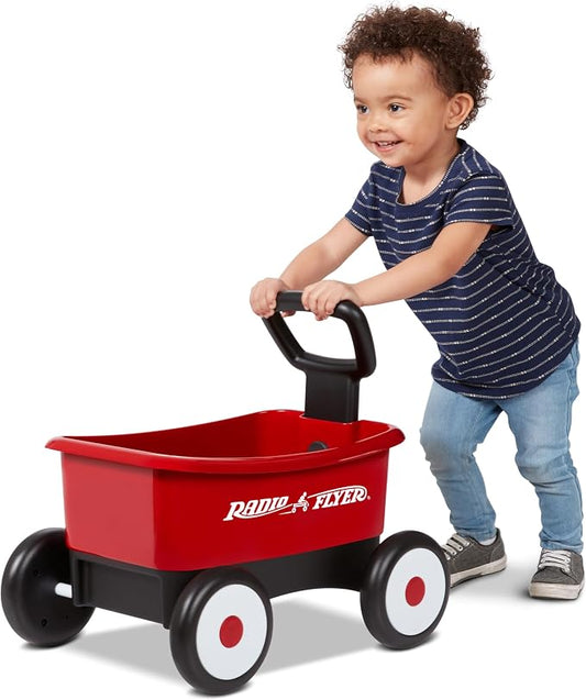 Radio Flyer Push & Pull Walker Wagon, Red, for Kids 1-4 Years Old, Locking Handle for Stability, Baby Push Walker Converts to Pull Wagon, for Indoor & Outdoor Play, Amazon Exclusive
