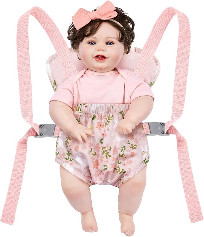 GAGAKU Doll Carrier, Reborn Baby Doll Accessories, Dolls Carrier Pretend & Role Play Toy for Kids Ages 3+ Toddlers - Pink - Rabbit Garden
