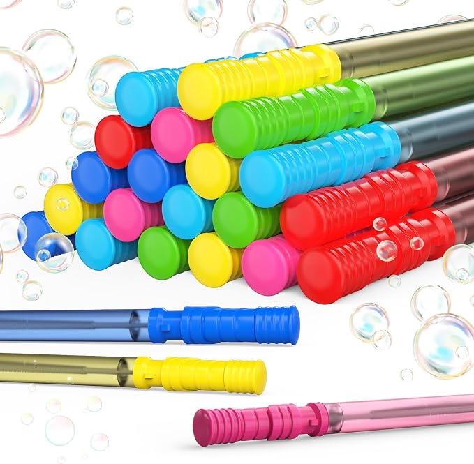 EagleStone 24 PCS 14.6" Giant Bubble Wands for Kids, 6 Color Long Bubble Sticks Bulk, Big Bubble Maker Outdoor Summer Toys for Toddlers, Easter Basket Stuffers, Birthday Party Favors, Carnival Prizes