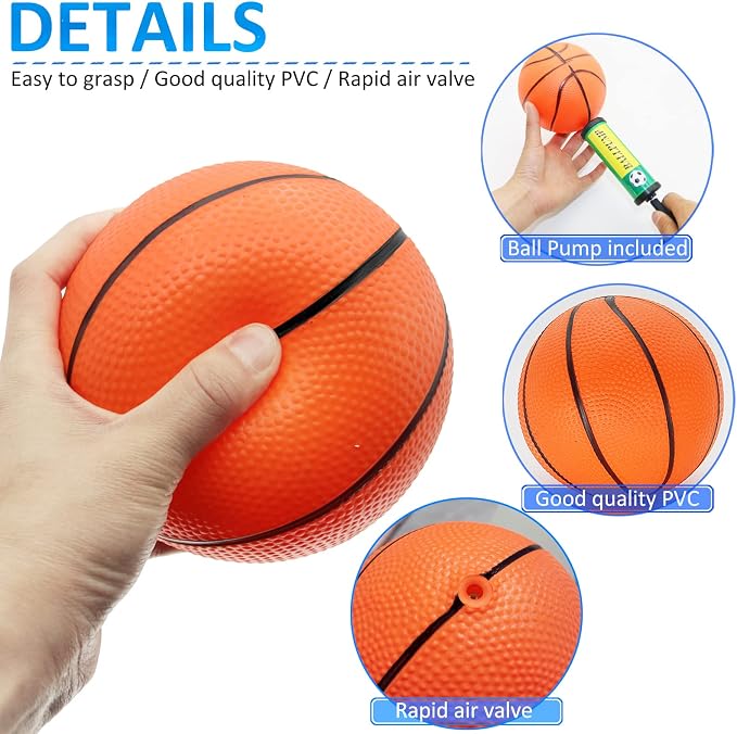 Oleitodh 40Pcs Mini Basketball Set, 6" Inch Small Basketballs with Pump for Over The Door Hoop Games, PVC Indoor Outdoor Play, Pool Beach Basketball, Party Favors, Adults Kids