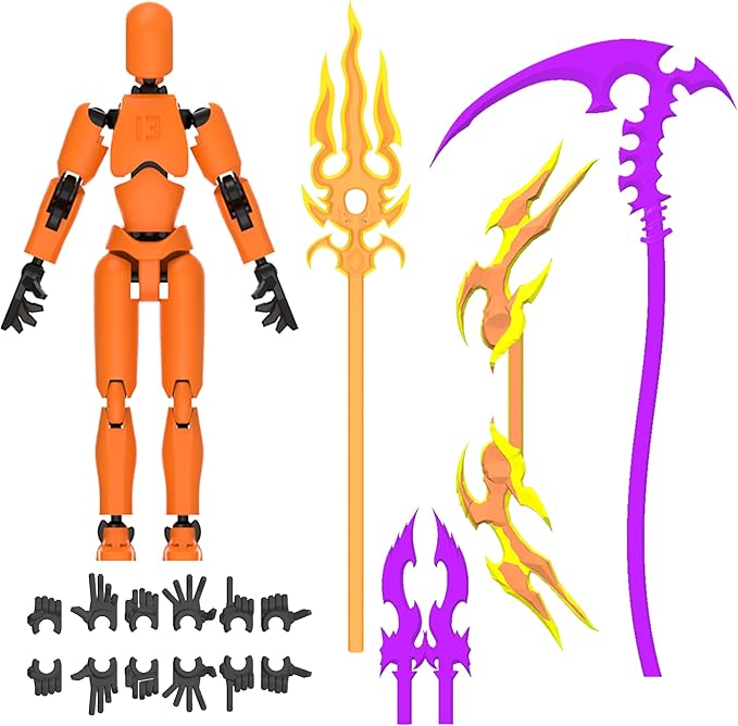 Glowing Titan 13 Action Figure Set Already Assembled, Dummy 13 3D Printed Action Figures with Weapons Accessories T Lucky Robo 13 Nova 13 Action Figures, Figura de acción 13 (Orange)