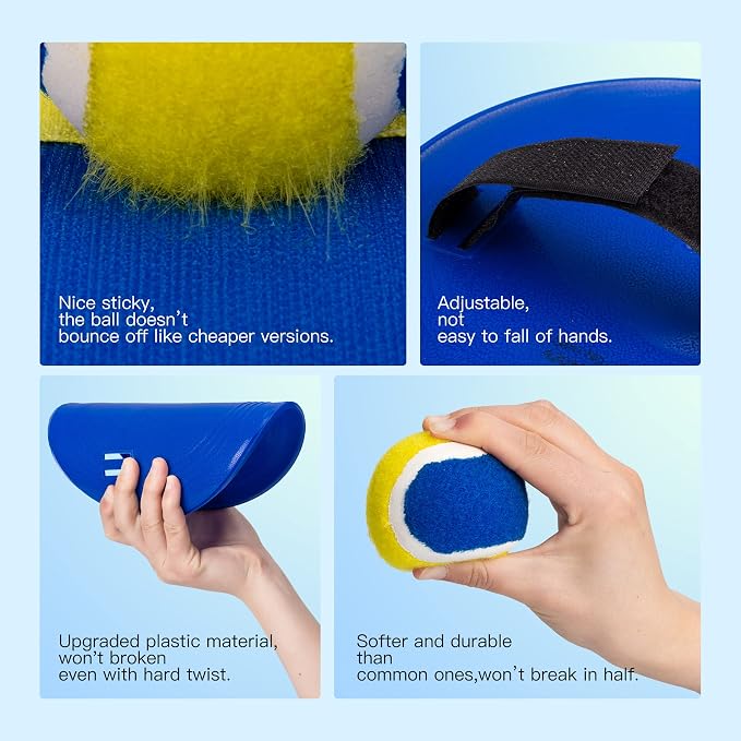 Toss and Catch Ball Game Set, Upgraded Sticky Paddle Ball Set for Kids & Toddlers, Sturdy & Water-Resistant Outdoor Backyard Beach Pool Toy, Birthday Gift for Boys Girls Ages 3-12