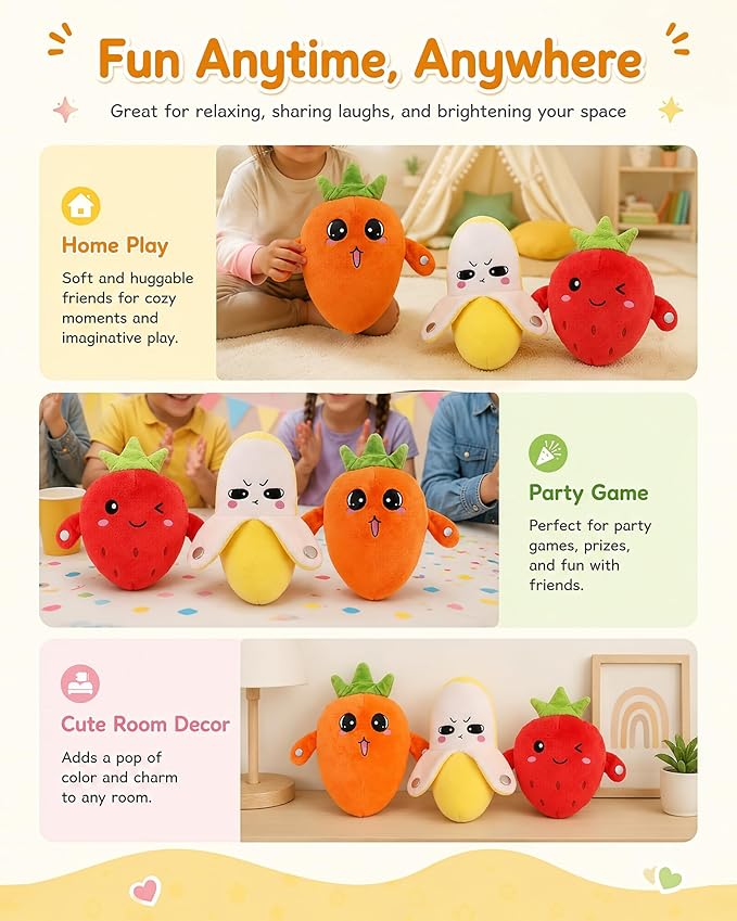 Soft Plush Musical Sensory Toy, Interactive Plush Toy with Sounds, Skin Touch Activated Sound Doll, Dual Mode Educational Toy, Fruit Style Gift for Baby Kids Boys Girls All Ages(Orange Carrots)