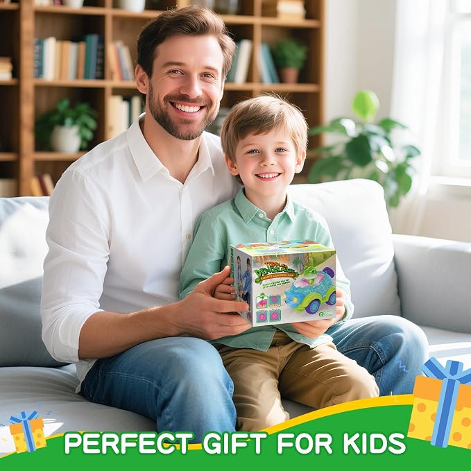 Remote Control Car for Toddlers, Dinosaur Toys for Ages 2-4 | Built-in Light & Music, Rechargeable RC Car Birthday Gifts for 2 3 4 Year Old Boys Girls