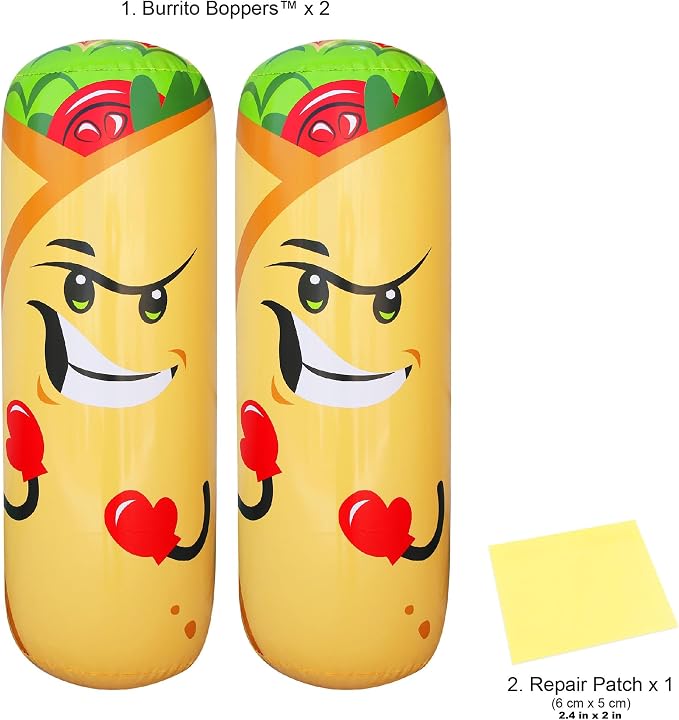 Banzai: Burrito Boppers - 2 Inflatable 36" Bumpers Toys, Giant Food-Themed Battle Play, Air-Cushioned, Swing Whop & Bop, in-Outdoor Game, Kids 5+