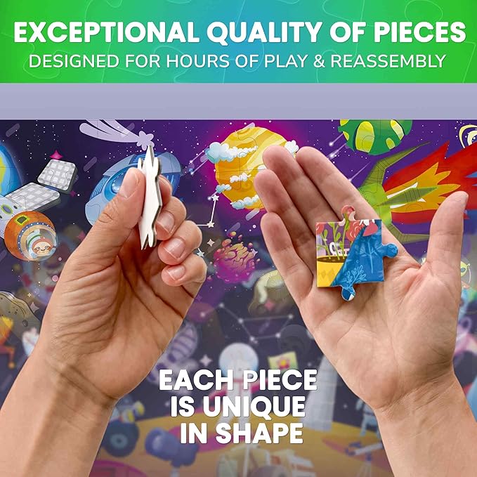 QUOKKA 100 Piece Puzzles for Kids Ages 6-8 – 4 Jigsaw Puzzles for Kids Ages 8-10 – Glow in the Dark Space Dinosaur Animals – Fun Game for 10-12 Boys and Girls – Learning Games Gift for Childrens