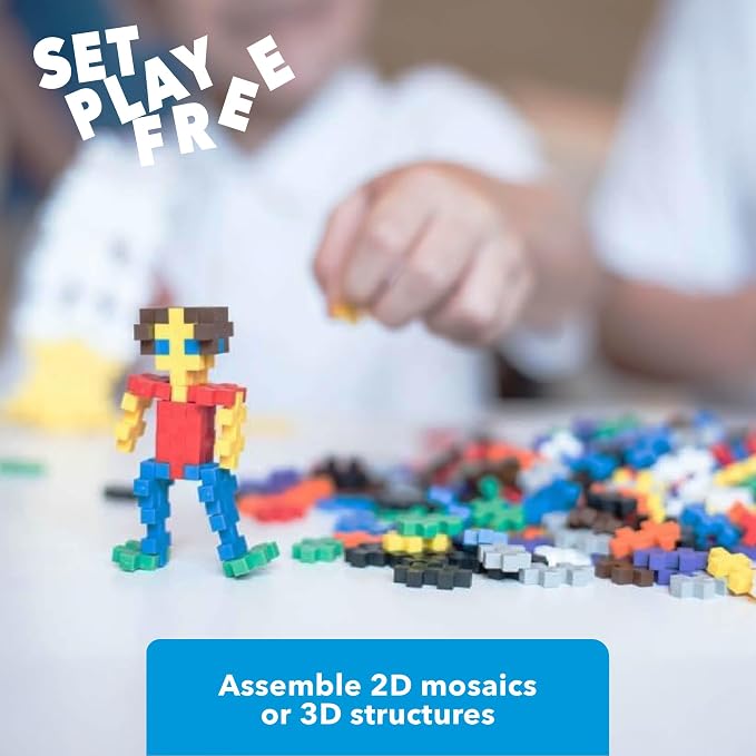 PLUS PLUS 600 Piece Basic Color Mix - Mini Waffle Blocks Set, Stem Toys for Kids - Sensory Bin Fillers, Math Manipulatives & Classroom Must Haves Gifts for Boys & Girls