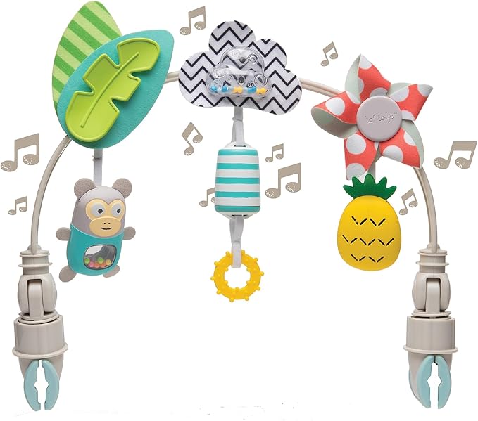 Taf Toys Tropical Baby Stroller Arch Toy, Car Seat Toys, Adjustable Arch Bassinet Toys for Infant Toddler, Hanging Toys for Stimulating Senses & Motor Skills, Fits Cribs, Baby Bouncers 0-18 Months