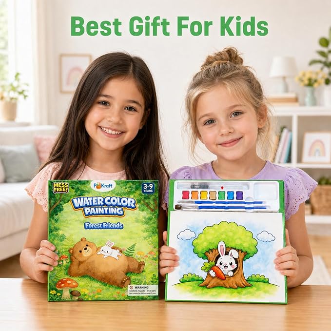 Forest Friends Water Coloring Book for Kids, Multicolor DIY Picture Book with Fast-Drying and Multicolor Designs for Creative Fun, Creative Forest Animals Gift for Toddlers