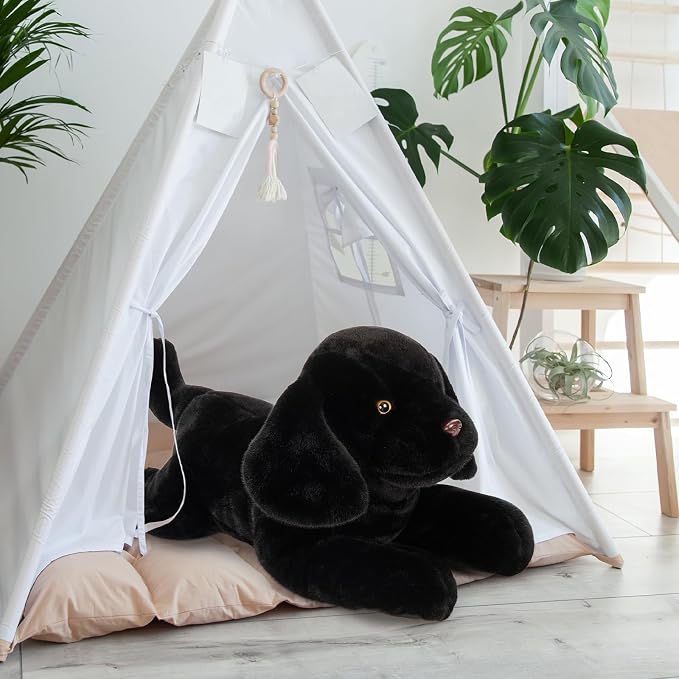BENINY Giant Black Lab Stuffed Animal 31.5 Inch, Big Realistic Stuffed Labrador Dog Plush Toy, Puppy Throw Pillow Gift for Kids