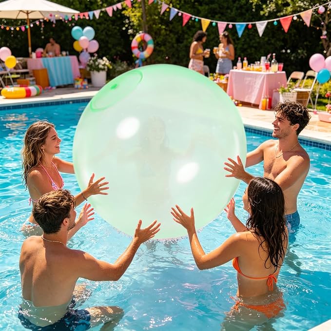 32 Inch Giant Water Bubble Ball for Adults Teenagers Giant Inflatable Water-Filled Ball Soft Rubber Ball for Outdoor Pool Beach Garden Yard Games (Green)