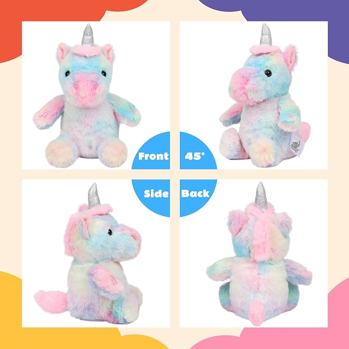 Talking Unicorn Repeat What You Say Musical Stuffed Animal Shaking Singing Plush Toy Electric Interactive Animated Plushies Gifts for Kids Girls Boys