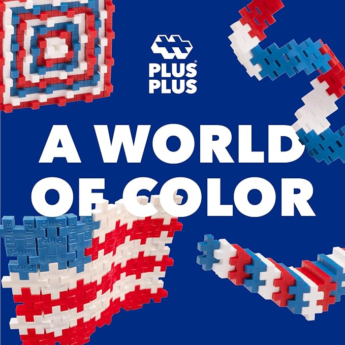PLUS PLUS Patriotic Tube - 3D Puzzle Building Block Set, 70 Mini Interlocking Pieces, Fun Holiday Activities for Kids