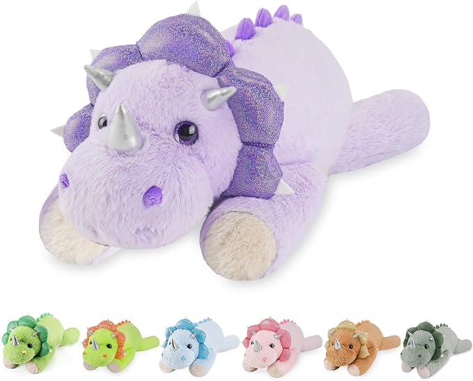 gnomantic Triceratops Weighted Stuffed Animals - 22 Inch 4.5 Pounds Weighted Plushies Dinosaur Stuffed Animals - Big Dino Plush - Cute Plush Toy Gifts for Kids & Adults (Purple)