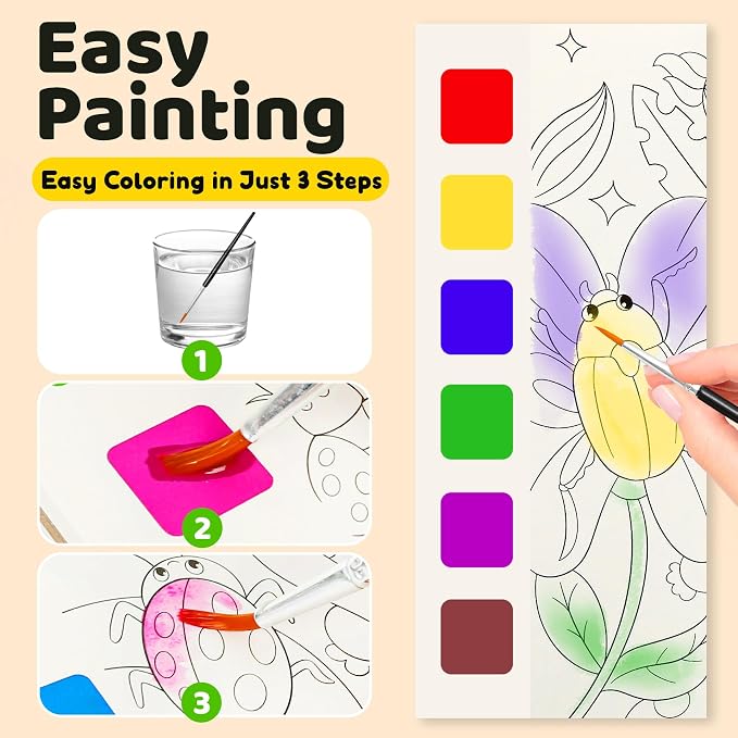 Water Coloring Book,Paint with Water Books for Kids Ages 3-5,Watercolor Painting Book for Toddlers 4-6,Creative Arts and Crafts & Airplane Travel Essentials for Boys Girls