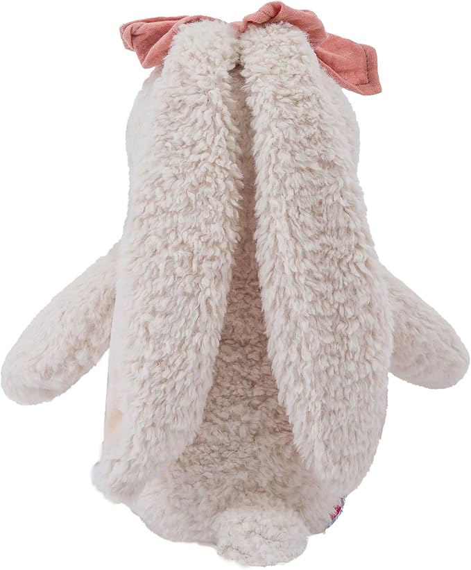 Bunny Stuffed Animal Soft Rabbit Cuddly Toy 10'' Long - Eared Plush Bunny with Pink Bow Plush Toys for Babies and Toddlers