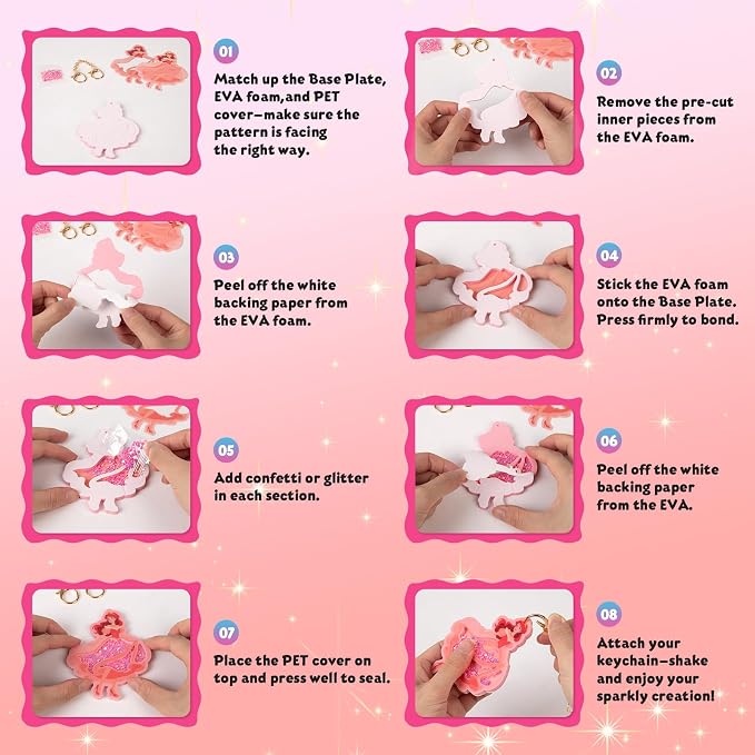 BoxNoble Shake-its Glitter Craft Kits, DIY Art Kit for Kids - Fun Shake Art Supplies, Creative Arts and Crafts Activity Gifts for Girls & Boys Ages 4 5 6 7 8 9 (Unicorns & Princesses)