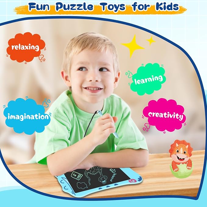 LCD Writing Tablet for Kids, Dinosaurs Drawing Pad Doodle Board for Kids, Colorful Toddlers Toys Drawing Board, Educational Toys for Boys Girls 3 4 5 6 7 8 Year Old Christmas and Birthday Gifts