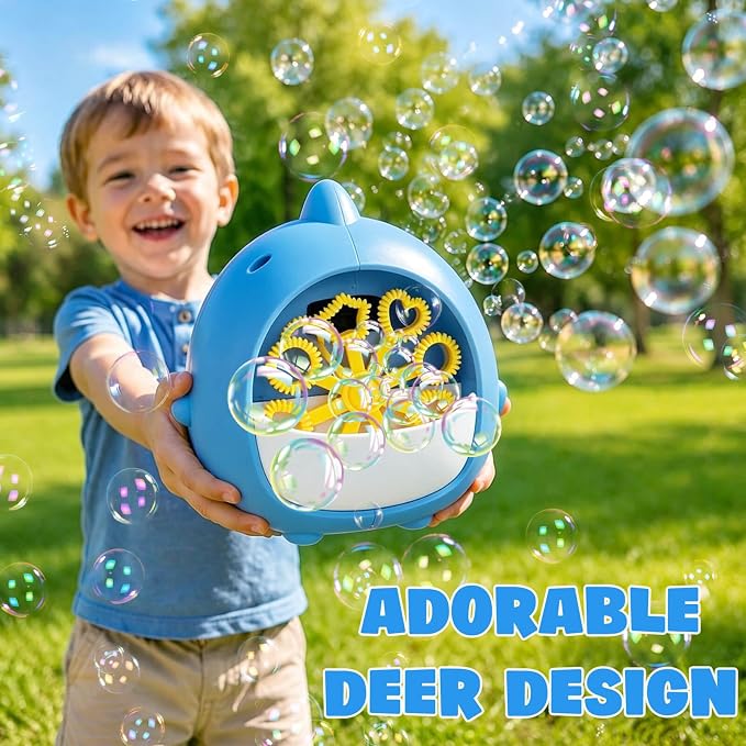 Aooess Shark Bubble Machine for Kids Age 4-8: Automatic Bubble Blower Machine Toy Cute Animal Bubble Maker Toy for Toddlers Boys Girls Age 3+, Summer Outdoor Party Birthday Gift, Blue