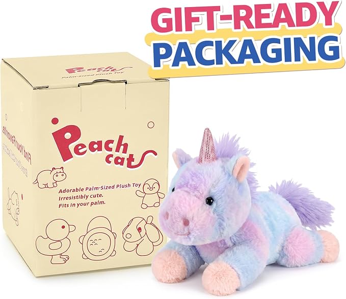 PEACH CAT Unicorn Stuffed Animal Cute Plushies Small Plush Toys Birthday Gifts for Girls Boys Kids Purple