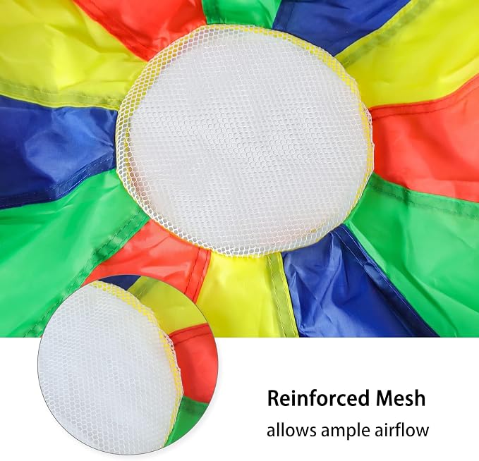 Sonyabecca Kids Play Parachute, Play Parachute 16ft with 12 Handles for Kids Cooperation Group Play