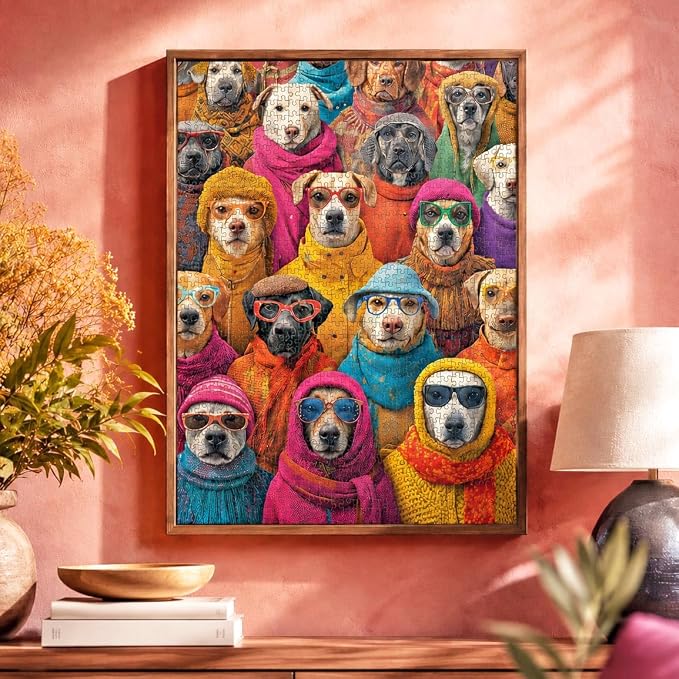 Cross & Glory | 1000 Piece Puzzle for Adults Dogs | Dogtopia | Funny Dog Puzzles for Adults 1000 Pieces | Dressed-Up Dogs Artwork | Satin Finish | Ages 14+