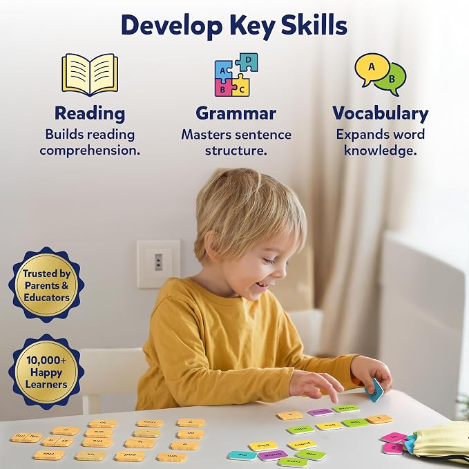 Skillmatics Educational Board Game - Sentence Search, Learning Toy for Kids, Sentence Building Activity, Creative Word Play, Screen-Free Fun, 120+ Tiles (1.3 x 1 Inches), Gifts for Ages 5, 6, 7, 8