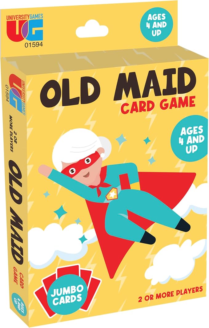 University Games Old Maid Card Game - Jumbo Size, Colorful Character Cards for Kids Ages 4 and Up, Fun Family and Educational Game