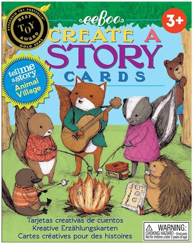 eeBoo: Animal Village Create a Story Pre-Literacy Cards, 36 Cards with Colorful Characters, Encourages Imagination, for Ages 3 and up