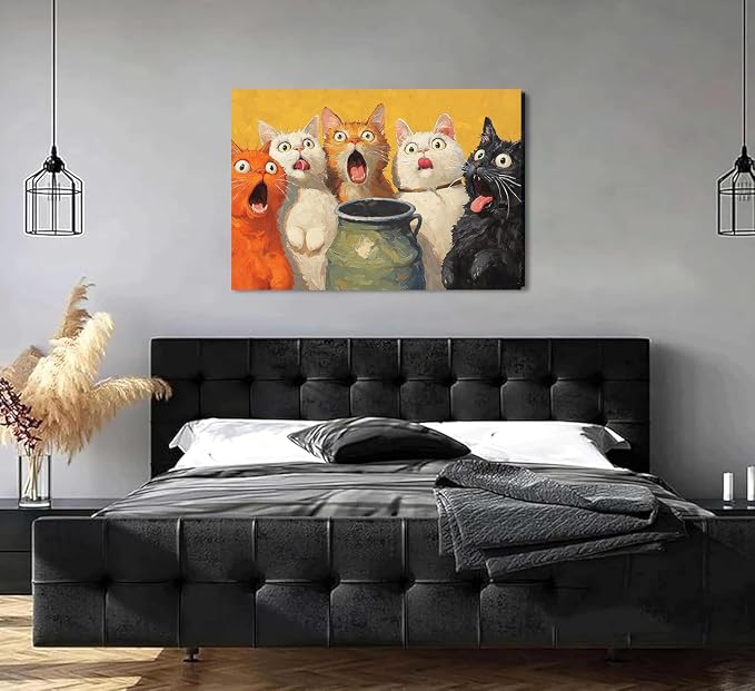 Paint by Numbers for Adults and Kids Beginner, Surprised Cats Painting by Number Kits On Canvas, Number Artist Paint by Number Kit DIY Oil Painting Acrylic Paints, Home Wall Decor Gift 12X16 inch