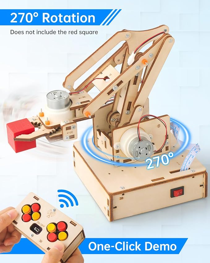 Robot Arm Kits, Robotics for Kids Ages 8-12 14-16 STEM Toys, DIY Science Experiment Engineering Building Circuits Projects, Birthday Gifts for 9 10 11 13 14 15 16+ Year Old Boys Girls Teens Adults
