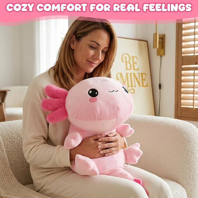 TOYSYM Weighted Stuffed Animals, 3.74 lbs Axolotl Stuffed Animal with Weighted Beads, Cute Plush Toy Pillow Gifts for Adults Kids Boys Girls