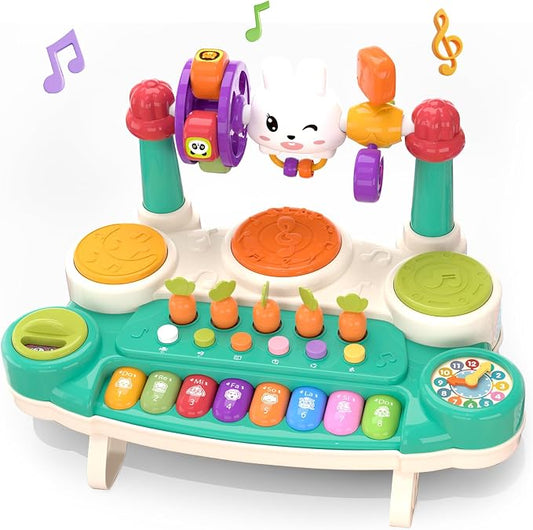 20-in-1 Musical Piano Keyboard Toy, Toddler Drum Set for 1-3, Blue | STEM Educational Sensory, Interactive Montessori Preschool, Electronic Learning Light-up - Baby 1st Birthday Gift 12-36 Month