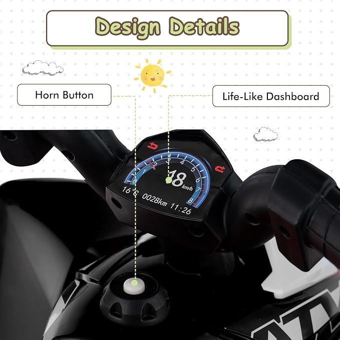 OLAKIDS Kids Ride On ATV, 6V Electric Vehicle for Toddlers, 4 Wheeler Battery Powered Motorized Quad Toy Car for Boys Girls with LED Lights, Horn (Black)