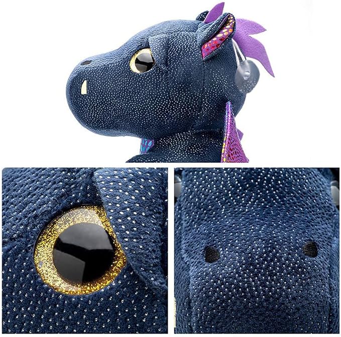 YUKOUQIAN Dragon Stuffed Animal Cute Dragon Plush Doll Toy 10 inch for Girls Boys Christmas (Dragon Black 25cm)