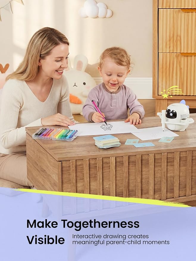 Drawing Robot for Kids with Cards, Voice Interactive Educational Drawing Machine, Montessori Painting Learning Toys