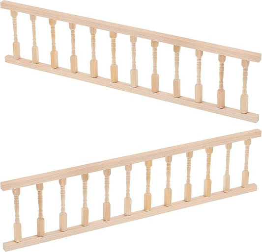 TOYANDONA 4pcs Dollhouse Railing 1/12 Scale - Wooden Dollhouse Handrail Miniature Stair Railing for Doll House Decoration Accessories