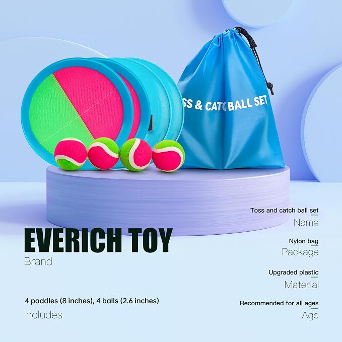 Upgraded Toss and Catch Ball Game Set, Outdoor Games for Kids Toys, Stocking Stuffers for Family Games, Beach Pool Yard Christmas Toys Birthday Gifts for Boys Girls 3 4 5 6 7 8-12 Year Old