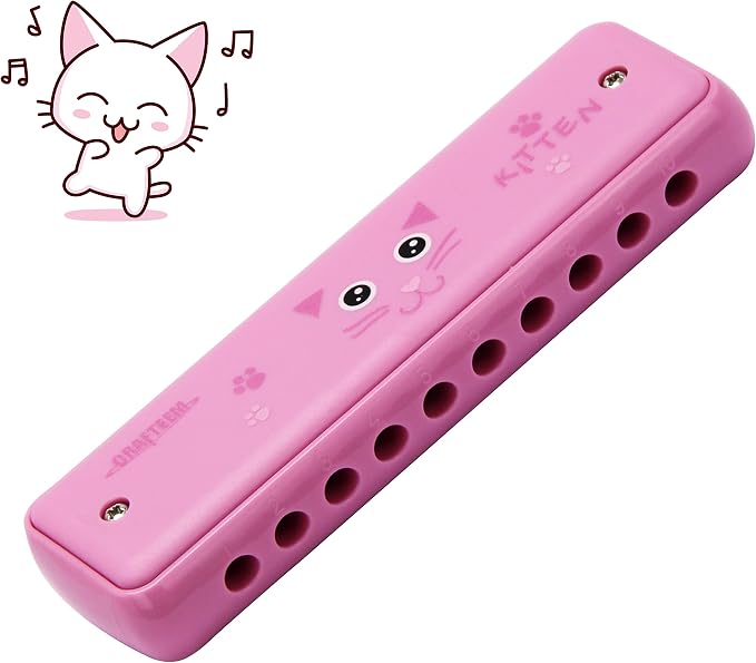 Crafteem Color Blues Harmonica, Key of C for Kids, Children, Toddler and Beginners,10 Hole 20 Tones Musical Instrument Toy Gift