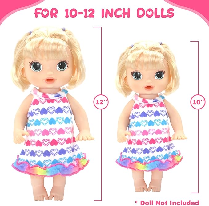 ECORELF 10 Set Alive Baby Doll Clothes, Doll Clothes and Accessories for 10-12 Inch Girl Dolls Outfits Include Cute Jumpsuit, Skirts