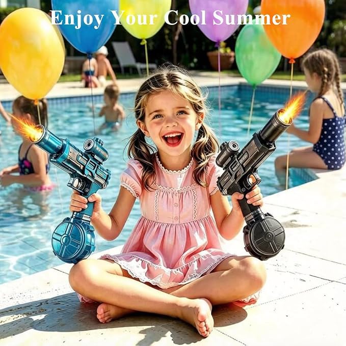 3 Pack Electric Water Gun for Kids, YSD Automatic Water Gun with LED Light & Spray Sound, Rechargeable, 26FT Shooting Range, Summer Water Toys for Pool Beach Party (Blue+Black+Red)