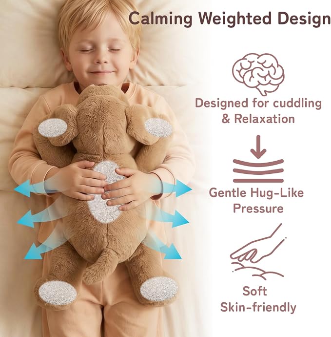 Niuniu Daddy 25" 5lb Dog Weighted Stuffed Animal forKids and Adults, Soft Sensory Plush Body Pillow for Calming Support, Large Animal Toy for Everyday Comfort
