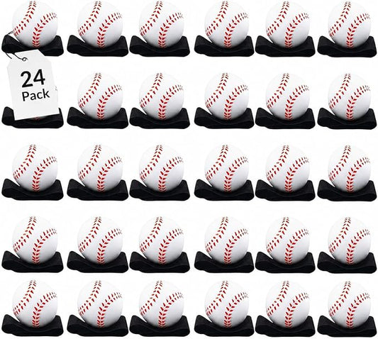Playbees 24 Pack Reactive Practice Baseballs – Bulk Team Set with Wrist Return Elastic Cord – Heavy Duty Training Balls for Baseball & Softball Drills – Large Party Favor Pack for Kids
