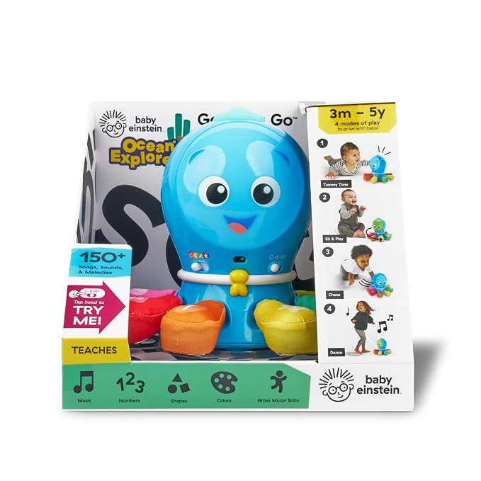 Baby Einstein Ocean Explorers Go Opus Go 4-in-1 Crawl & Chase Activity Learning Toy, Music and Lights, Ages 3 Months to 5 Years