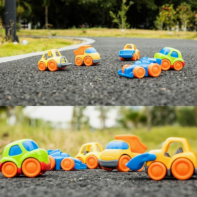 P&C 5 Pcs Toddler Toys Mini Cars for Ages 1-3, Beach Sand Outdoor Small Construction Toy Trucks for Kids 12M+ 1 2 3 4 Years Old Boys and Girls, Great for Birthdays Children's Day
