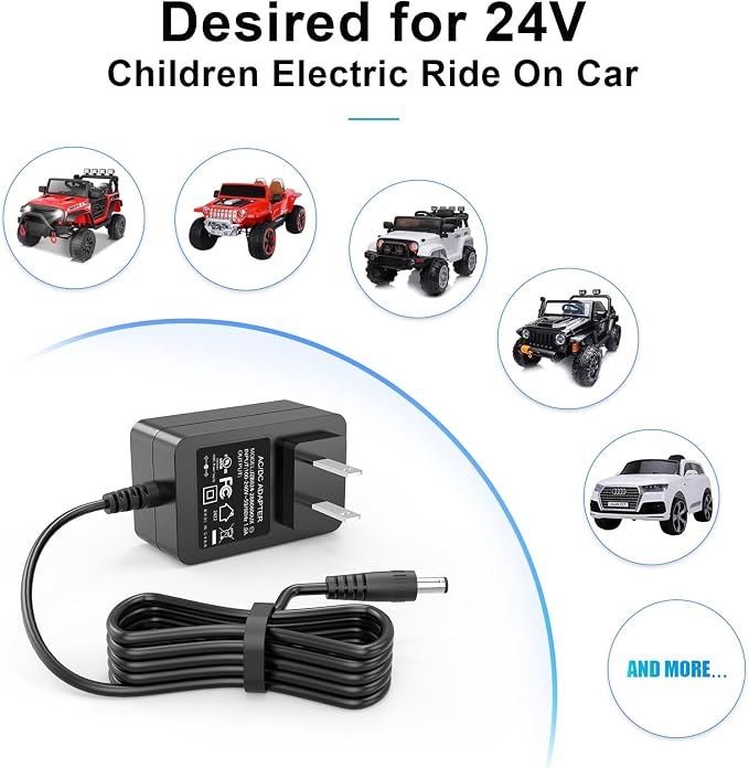 28.8V Kids Ride On Car Charger, 24V Battery Charger for Ride on Toys | for Wrangler SUV Kid Trax Dynacraft Toy Car Jeep ATV Quad Disney Electric Ride-On Charger, Toy Car Ride-Ons Accessories