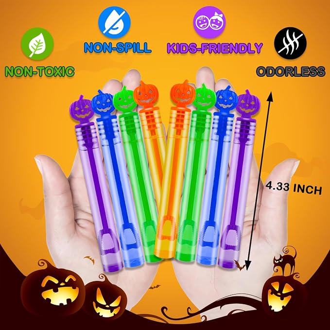 Halloween Party Favors Goodie Bag Stuffers for Kids,32 Pack Mini Bubble Wands for Toddlers,Halloween Trick or Treat Bags Bucket Fillers,Class Games Prizes Toys Gifts Activities Supplies for Boys Girls
