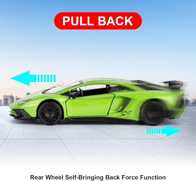 TGRCM-CZ 1/36 Scale Lamborghini Aventador LP700-4 Casting Car Model, Zinc Alloy Toy Car for Kids, Pull Back Vehicles Toy Car for Toddlers Kids Boys Girls Gift (Green)