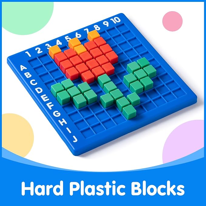 Pixel Art Challenge Kit for Kids - 400PCS Pixel Cubes in 10 Vibrant Colors | STEM Toy for Fine Motor Skills & Kindergarten Learning