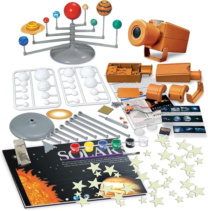 4M - STEAM Space Exploration - Build & Paint Solar System Planetarium Model, Assemble Space Toys Projector with Slides, Includes Glow Stars & Poster - Educational Science Planet Toys Kit, Kids Ages 5+